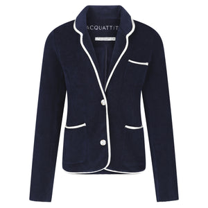 Women pool and beach jacket in navy towelling fabric